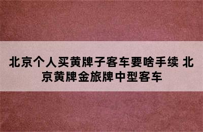 北京个人买黄牌子客车要啥手续 北京黄牌金旅牌中型客车